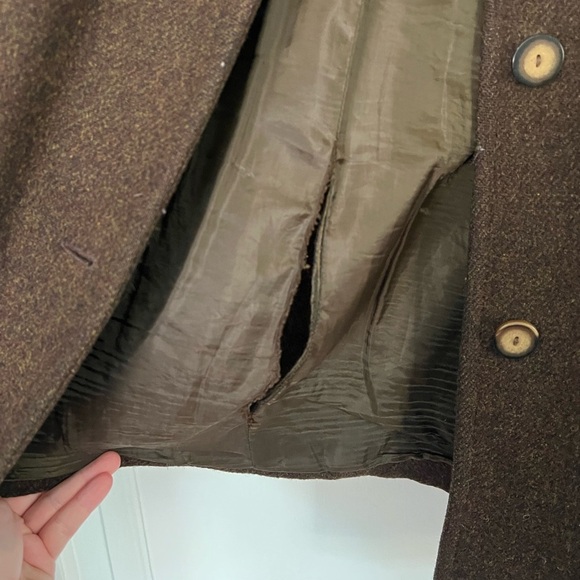 Vintage Eddie Bauer Wool Tweed Field Jacket Coat Women’s L USA Made Brown Cargo - Picture 10 of 12